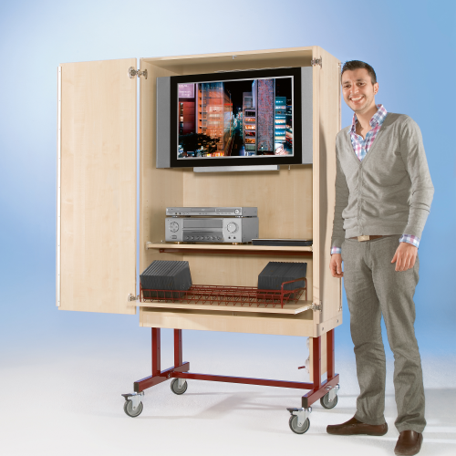 Zweitüriger TV-Wagen mit 1 Einlegeboden, fahrbar B/H/T: 96x190x57 cm