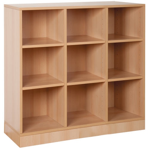 Offenes Regal mit 9 Fächern & Mittelwänden B/H/T 98 x 98 x 40cm, Dekor wählbar, auf Standfuß