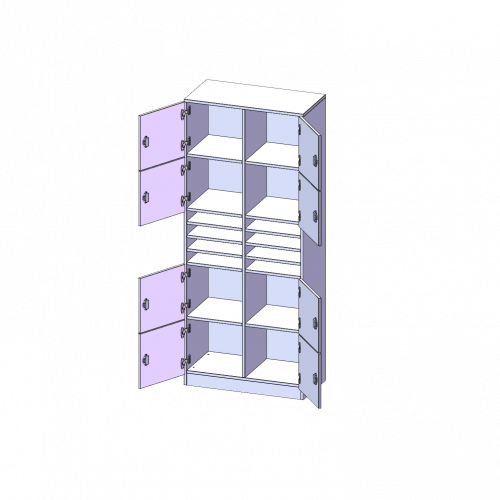 Schließfachschrank, 5 Ordnerhöhen - Serie evo180 B/H/T: 80x190x40 cm, 8 Schließfächer, je 1 Kleinfach, mit Sockel (81 mm)