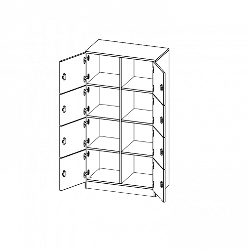 Schließfachschrank, 4 Ordnerhöhen - Serie evo180 B/H/T: 80x154x40 cm, 8 Schließfächer, mit Sockel (81 mm)
