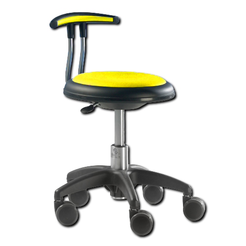Genito Eco Drehstuhl mit Gaslift Höhenverstellung und Rückenlehne Höhenverstellung: 38-48 cm, fahrbar, Kunstleder gelb