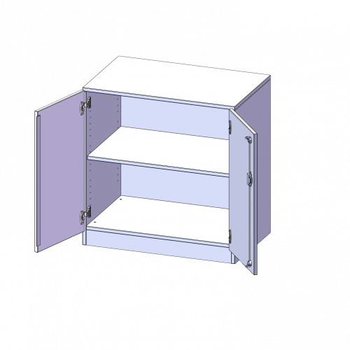 Schrank, 2 Ordnerhöhen - Serie evo180 B/H/T: 80x82x60 cm, 2 Türen, abschließbar, mit Sockel (81 mm)