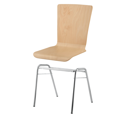 Stapelstuhl mit Schale "Paris" und Chromgestell Sitzhöhe: 46 cm, Sitzschale Paris mit Gestell "Boston", verchromt