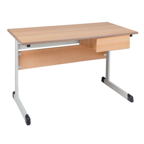 Lehrertisch, Melamin, Schub rechts unter der Tischplatte montiert B/H/T: 130x76x65 cm