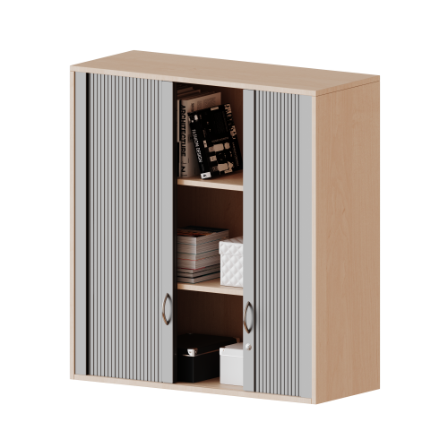 Aufsatzschrank mit Rollo, 3 Ordnerhöhen - Serie evo180 B/H/T: 100x108x50 cm, Querrolladen, abschließbar