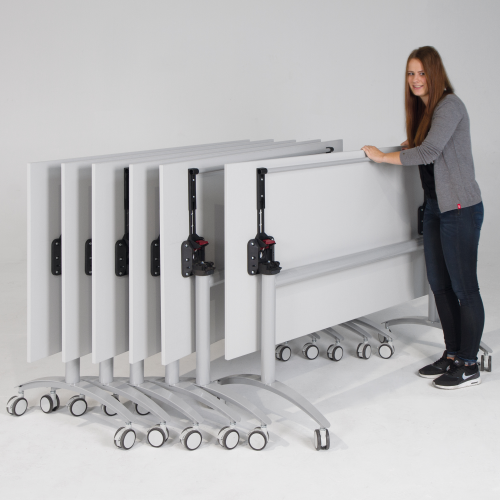 Seitenklapptisch mit Melaminplatte, fahrbar B/H/T: 140x72x70 cm