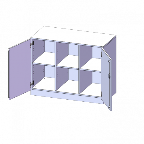 Schrank, dreireihig, 2 Ordnerhöhen - evo180 Serie B/H/T: 104,5x82x50 cm, zweitürig, mit Sockel (81 mm), ohne Boxen