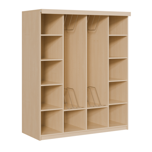 Liegepolsterregal mit Vorhang für 130-150 cm lange Polster, mit Fächern B/H/T: 158x190x72 cm, für bis zu 8 Matratzen, Bettwäschefächer, in Korpusbauweise