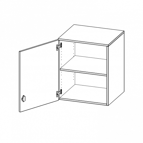 Aufsatzschrank, 2 Ordnerhöhen - Serie evo180 B/H/T: 60x72x40 cm, 1 Tür, abschließbar, Tür öffnet nach links