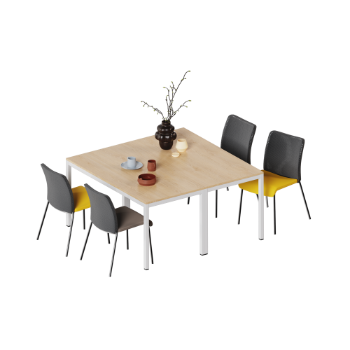 Tischserie FLEXIBEL Quadrattisch Melamin Quadrattisch 100x100 cm, Standfüsse Quadratrohr 30x30x2 mm, wählbar sind das Dekor, Gestellfarbe und Tischhöhe