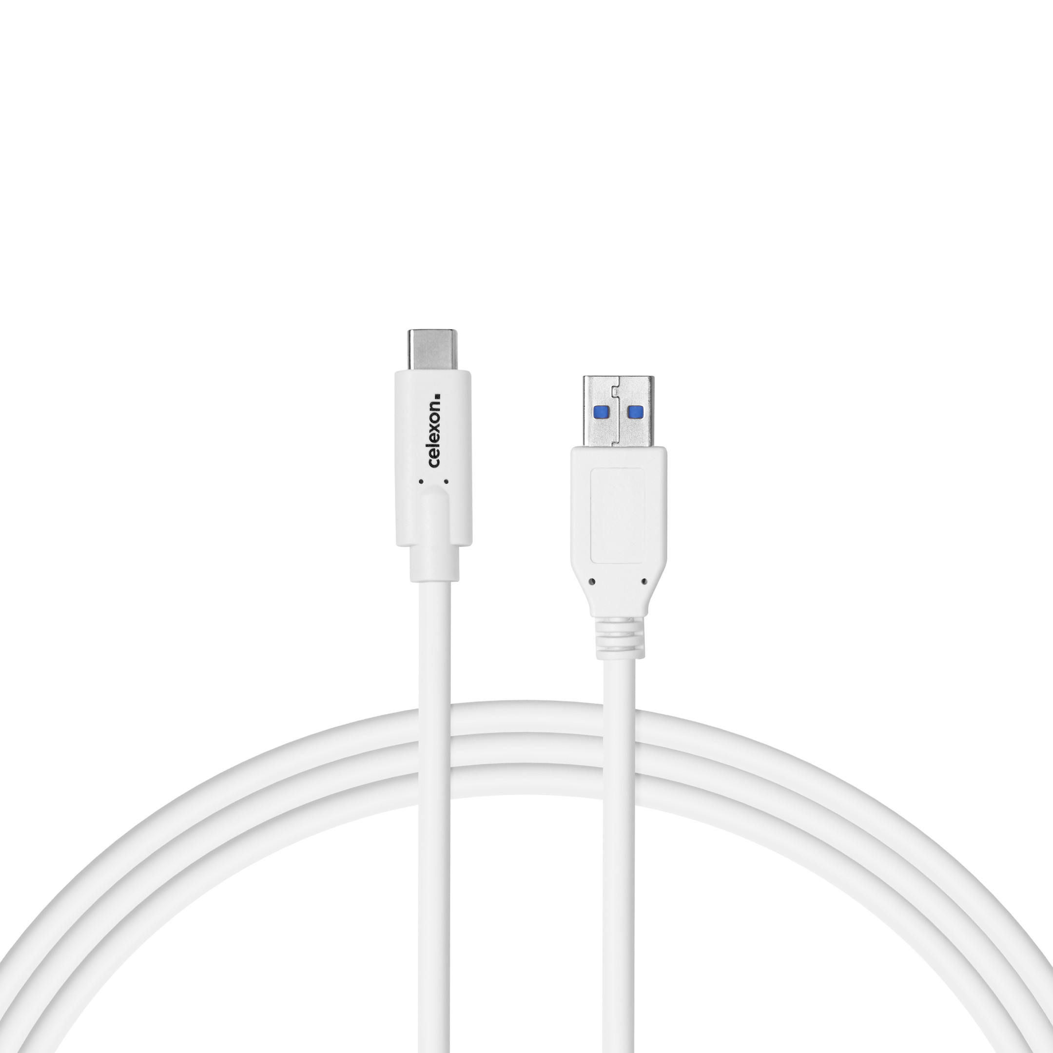 celexon USB-C auf USB-A Kabel - USB 3.2 Gen 2x1 0,5m, weiß
