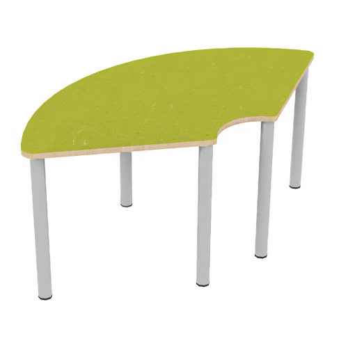 Speiseraumtisch als Drittelkreistisch B/H/T: 173x41x90 cm, mit Linoleum, Stahlgestell Rundrohr 40 mm, Tischplatte mit ABS-Sicherheitskanten