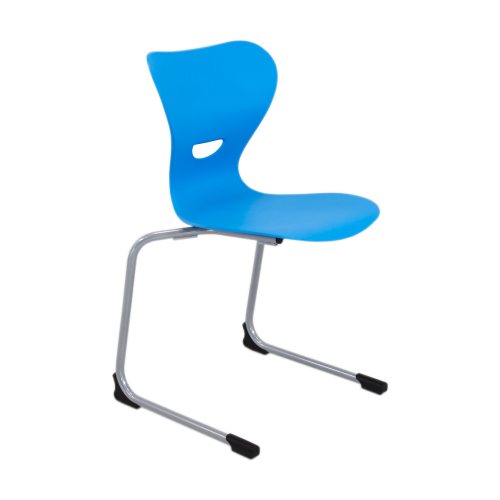 Freischwinger Schulstuhl mit Kunststoff Sitzschale Stapelbarer Freischwinger Schülerstuhl mit ergonomisch geformter Kunststoff- Sitzschale, mit Griffloch, Sitzhöhe nach DIN 2 - 30 cm