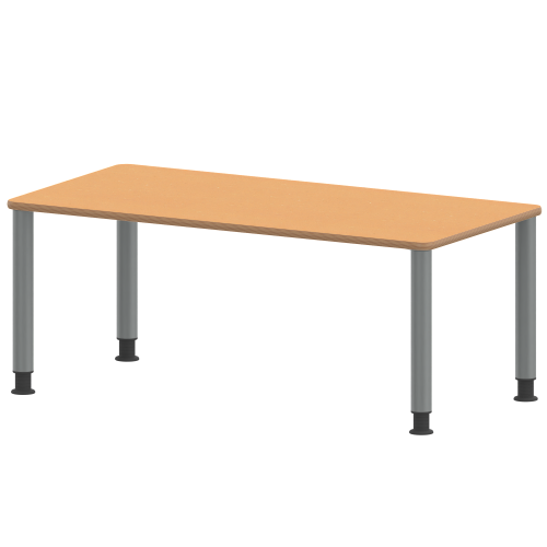 Tisch ZALOTTI mit Linoleum-Belag Rechtecktisch, B/H/T: 120x41x60 cm, Stahlrohrbeine Ø 60 mm, Fußvariante: höhenverstellbar (41/55 cm), Tischbeine mit RAL-Farbe 9006 (weißaluminium)
