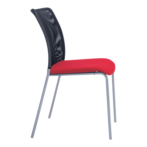 Konferenzstuhl SOLA, mit 4-Fußgestell B/H/T: 50x88x58 cm, schwarzer Netzstoff, Gestellfarbe: Weißaluminium, Stoffgruppe wählbar