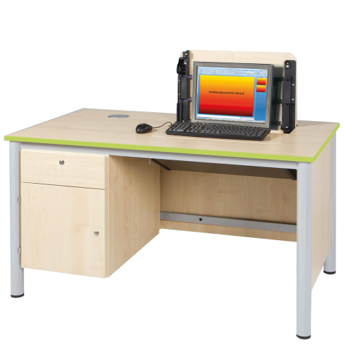 Lehrer Computertisch, abschließbar B/H/T: 140x72x80 cm, Unterschrank links