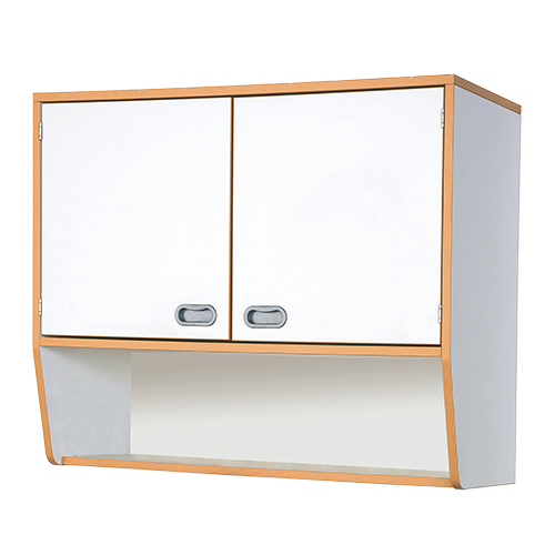 Hängeschrank über Garderobenablage B/H/T: 80x80x40 cm, 2türiger Schrank aus feuerhemmendem Material, darunter offenes Fach