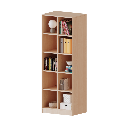 Regal, zweireihig, 5 Ordnerhöhen - evo180 Serie B/H/T: 70,3x190x40 cm, mit Sockel (81 mm) und Mittelwand, ohne Boxen, 8 Einlegeböden
