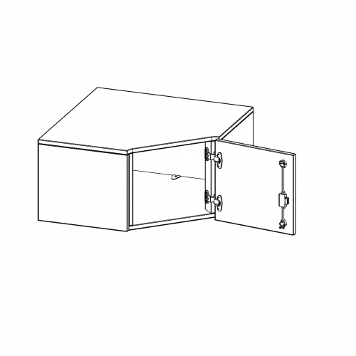 Innenecke Aufsatzschrank, 1 Ordnerhöhe - Serie evo180 B/H/T: 80x36x80 cm, Für 50 cm tiefe Schrankwände, Tür öffnet nach rechts