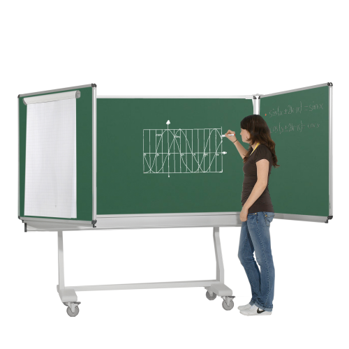 Federzugtafel aus Stahl, grün MF: 200x100 cm FF: 100x100 cm, fahrbar
