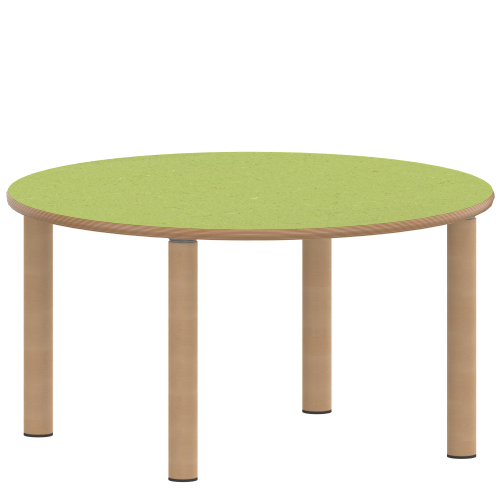 Tisch ZALOTTI mit Linoleum-Belag Rundtisch, Durchmesser/H: 100x53 cm, Massivholzbeine Ø 60 mm, Fußvariante: Stellfuß