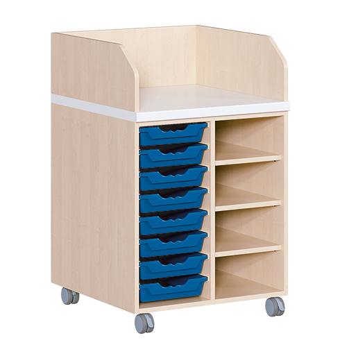 Wickelkommode, zweireihig, fahrbar B/H: 70,5x111,5 cm, Regal und 8 Boxen