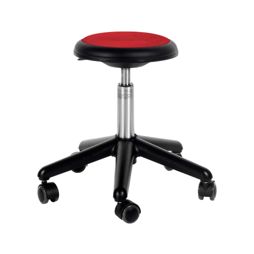 Genito Hocker mit Gaslift Höhenverstellung Sitzhöhe: 38-48 cm, mit Rollen, Kunstleder rot