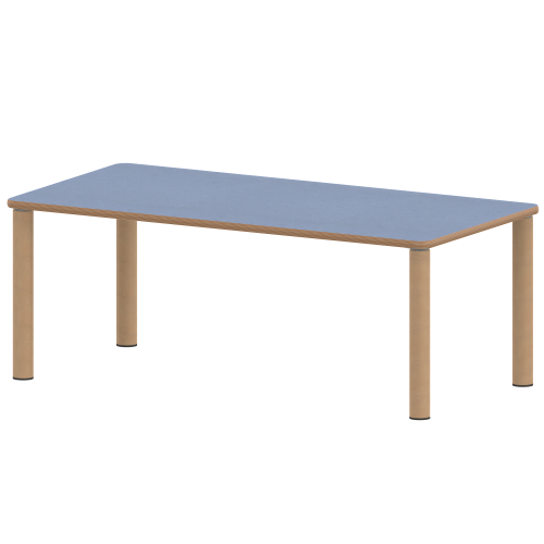 Tisch ZALOTTI mit Linoleum-Belag Rechtecktisch, B/H/T: 120x25x60 cm, Massivholzbeine Ø 60 mm, Fußvariante: Stellfuß