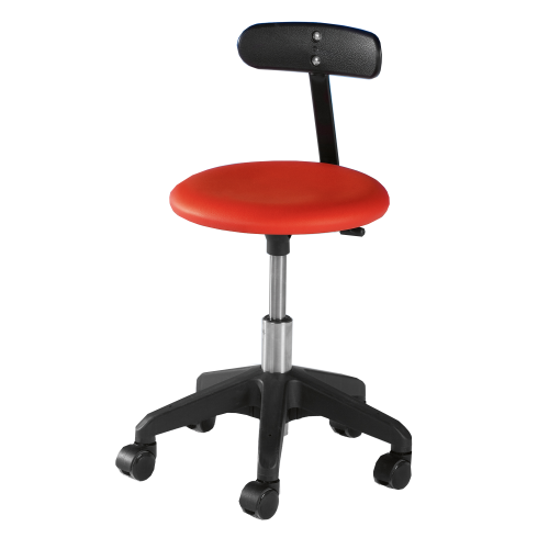 Hocker Carina, mit Kunstlederbezug, fahrbar, mit Rückenlehne Höhenverstellbar: 36-48 cm, Orange