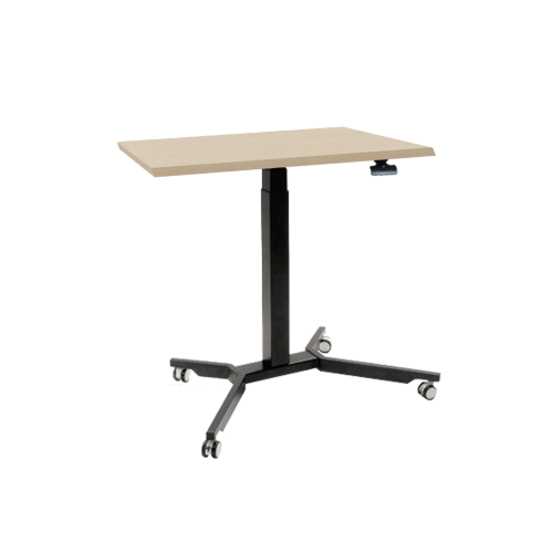 Sitz- / Stehtisch mit Melaminplatte B/H/T: 70x70-111x70 cm, fahrbarer und höhenverstellbarer Quadrattisch mit Melaminplatte