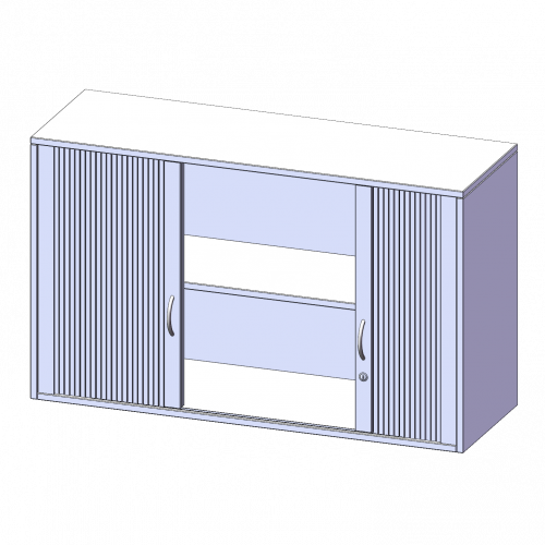 Aufsatzschrank mit Rollo, 2 Ordnerhöhen - Serie evo180 B/H/T: 120x72x60 cm, Querrolladen, abschließbar
