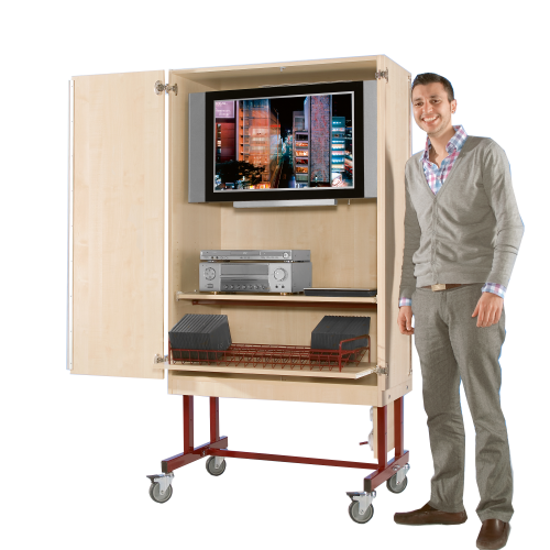 Zweitüriger TV-Wagen mit 1 Einlegeboden, fahrbar B/H/T: 96x190x57 cm