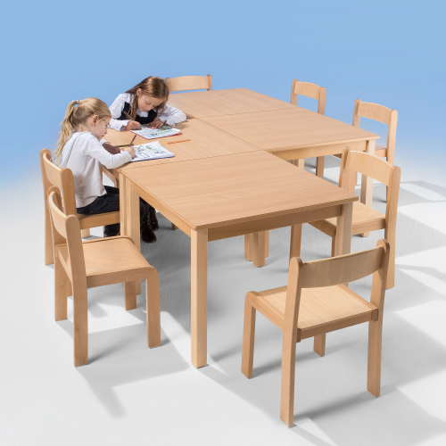 Quadrattisch mit Massivholzgestell und Schichtstoffplatte B/T: 80x80 cm, in 7 Tischhöhen lieferbar