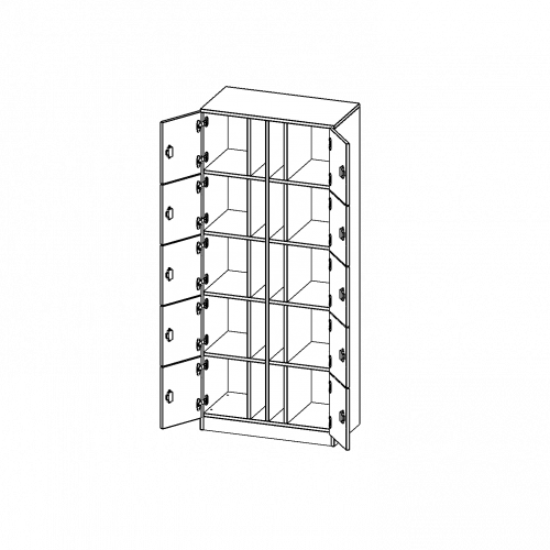 Schließfachschrank, 5 Ordnerhöhen - Serie evo180 B/H/T: 80x190x40 cm, 10 Schließfächer, mit Postfach, mit Sockel (81 mm)