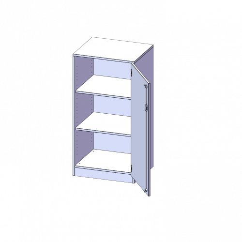 Schrank, 3 Ordnerhöhen - Serie evo180 B/H/T: 60x118x40 cm, 1 Tür, abschließbar, Tür öffnet nach rechts, mit Sockel (81 mm)