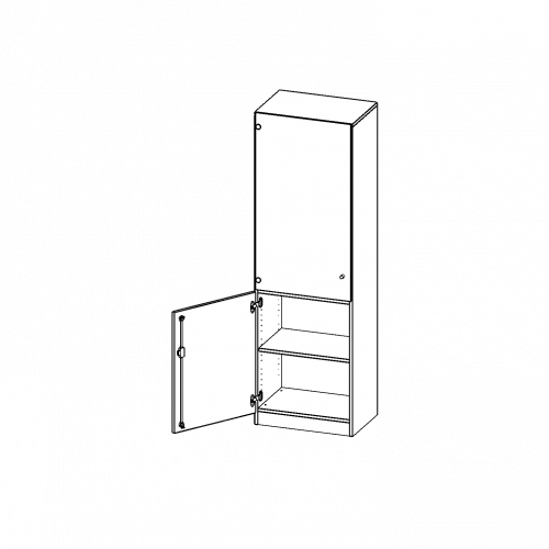 Schrank, 5 Ordnerhöhen, unten Tür (2 OH), oben Vitrinentür (3 OH) - Serie evo180 B/H/T: 60x190x40 cm, 1 geschlossene und 1 Glastür, abschließbar, Türen öffnen nach links, Sockel