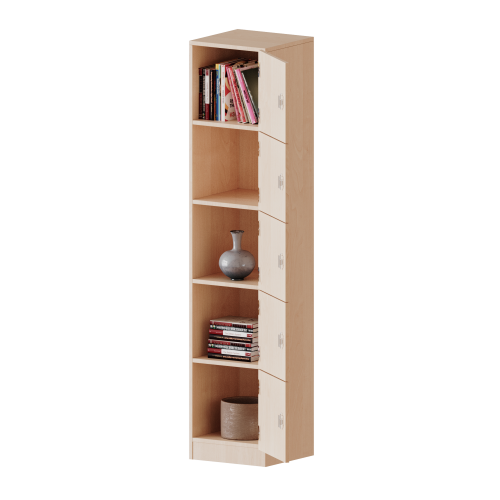 Schließfachschrank, 5 Ordnerhöhen - Serie evo180 B/H/T: 40,5x190x40 cm, 5 Schließfächer, Türen öffnen nach rechts, mit Sockel (81 mm)