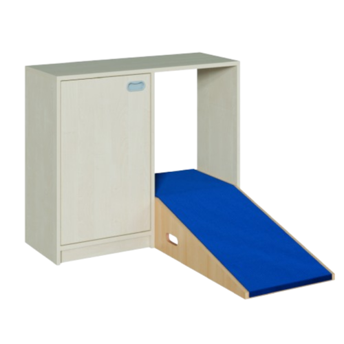 Durchkrabbelschrank 1 B/H/T: 102x60x40/196 cm, mit 2 Rampen und Schrank, Tür links, 1 Einlegeboden