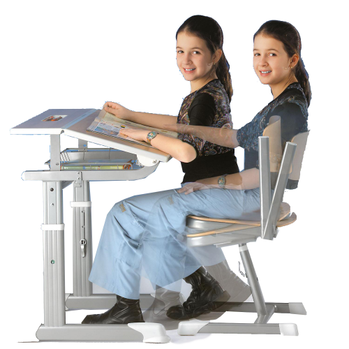 Aluflex Schultisch mit Höhenverstellung mit Höhenverstellung: 58-70 cm, Drahtkorbablage, 1er Schülertisch