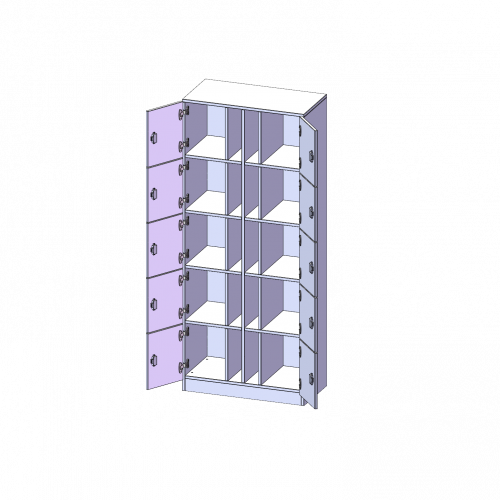 Schließfachschrank, 5 Ordnerhöhen - Serie evo180 B/H/T: 80x190x40 cm, 10 Schließfächer, mit Postfach, mit Sockel (81 mm)