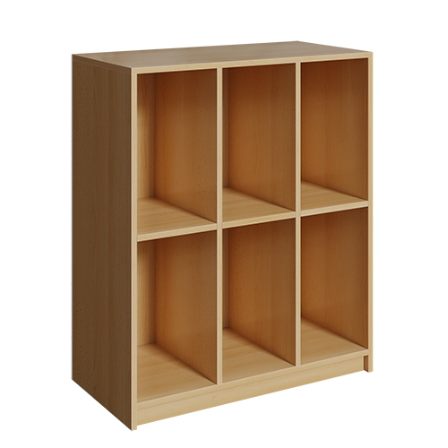 Schultaschenregal mit 2 Fächern übereinander B/H/T: 92x109x45 cm, 3reihiges Regal aus feuerhemmendem Material, mit 6 Fächern