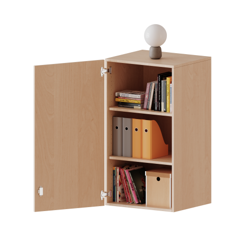 Aufsatzschrank, 3 Ordnerhöhen - Serie evo180 B/H/T: 60x108x40 cm, 1 Tür, abschließbar, Tür öffnet nach links