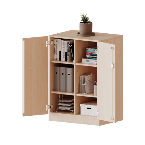 Schrank, zweireihig, 2 Ordnerhöhen - evo180 Serie B/H/T: 70,3x100x50 cm, Breite 70,3 cm, zweitürig, mit Sockel, ohne Boxen