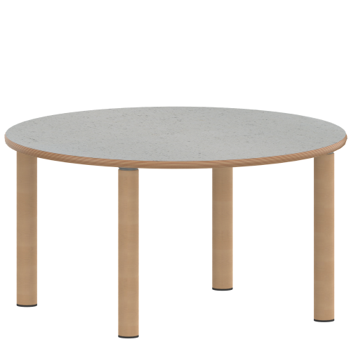 Tisch ZALOTTI mit Linoleum-Belag Rundtisch, Durchmesser/H: 100x53 cm, Massivholzbeine Ø 60 mm, Fußvariante: Stellfuß