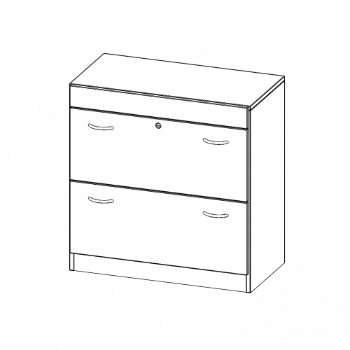 Hängeregisterschrank, 2 Ordnerhöhen - Serie evo180 B/H/T: 80x82x50 cm, 2 Auszüge, abschließbar, mit Sockel (81 mm)