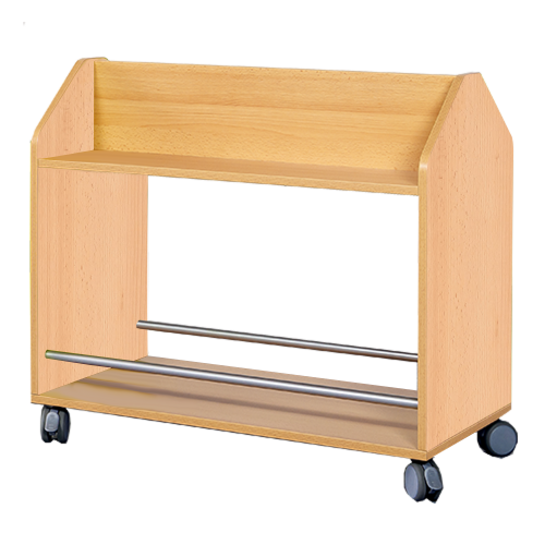 Taschenwagen doppelseitig mit Ablagen in 2 Etagen, aus feuerhemmendem Material - Dekor Buche, H/T: 82x50 cm