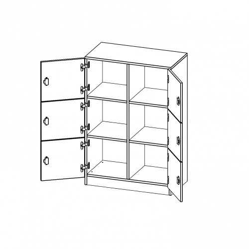 Schließfachschrank, 3 Ordnerhöhen - Serie evo180 B/H/T: 80x118x40 cm, 6 Schließfächer, mit Sockel (81 mm)