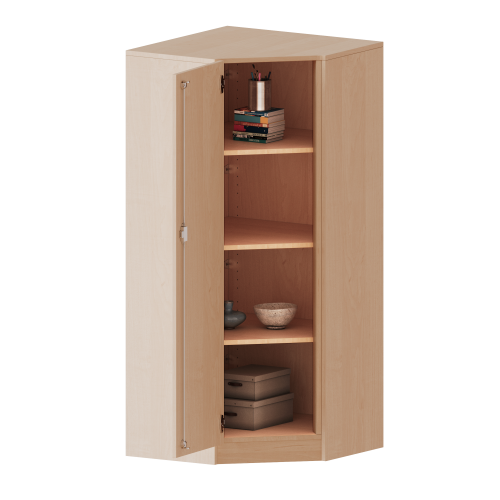 Innenecke als Schrank, 4 Ordnerhöhen - Serie evo180 B/H/T: 90x154x90 cm, Für 60 cm tiefe Schrankwände, Tür öffnet links, mit Sockel (81 mm)