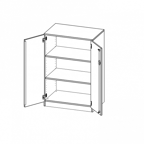 Schrank, 3 Ordnerhöhen - Serie evo180 B/H/T: 80x118x50 cm, 2 Türen, abschließbar, mit Sockel (81 mm)