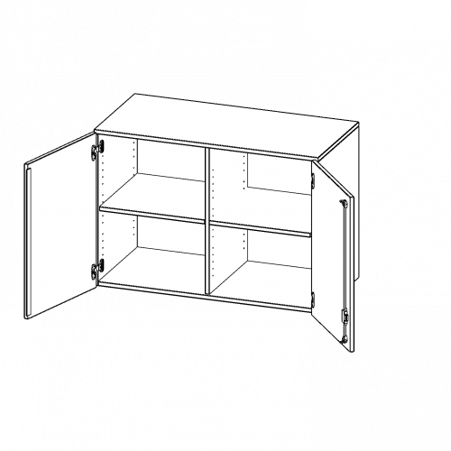 Aufsatzschrank für ErgoTray Serie, 2 Ordnerhöhe - Serie evo180 B/H/T: 138,7x72x50 cm, zwei Türen, mit Mittelwand